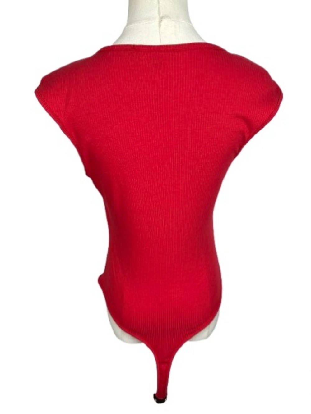 Lulu's Red Ribbed Square-Neck Bodysuit - Picture 3 of 5